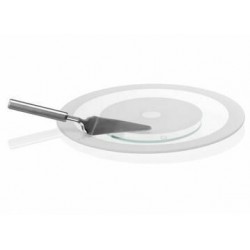 Plat à tarte tournant en verre ø 35 cm avec pelle inox