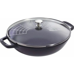 Wok en fonte noir ø 30 cm avec son couvercle