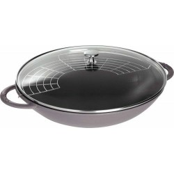 Wok en fonte gris graphite ø 37 cm avec son couvercle