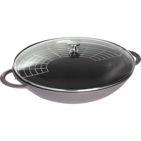 Wok en fonte gris graphite ø 37 cm avec son couvercle