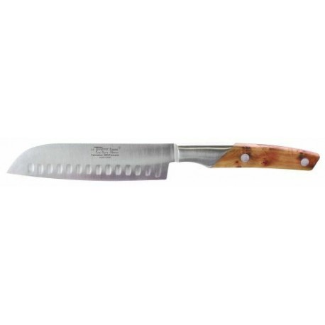 Couteau santoku alvéolé Le Thiers bois de cade 17 cm