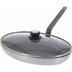 Poêle ovale choc resto induction avec couvercle