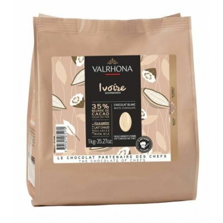 Fèves chocolat blanc Ivoire 35% 1 kg