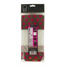 Sachet confiserie chocolat pois rose 10x22cm /10