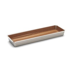 Moule rectangulaire fond amovible inox perforé 35x10.5x3.5cm