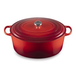 Cocotte fonte signature ovale cerise 40 cm