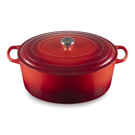 Cocotte fonte signature ovale cerise 40 cm