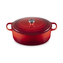Cocotte fonte signature ovale cerise 35 cm