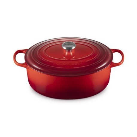 Cocotte fonte signature ovale cerise 35 cm