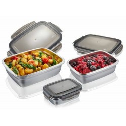 Lot de 3 boîtes de conservation en inox 0,4 L - 1,1 L - 1,8 L