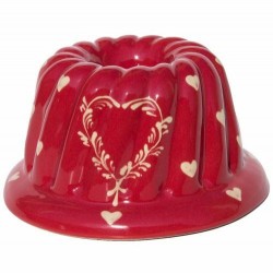 Moule Kougelhopf grès rouge décor cœur Ø 26cm