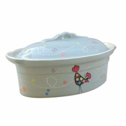 Terrine alsacienne ovale grise grès décor cocotte 45 cm