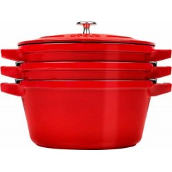 Batterie gigogne empilable fonte cerise Ø 24 cm - 4 pièces