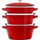 Batterie gigogne empilable fonte cerise Ø 24 cm - 4 pièces
