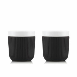 Mug Douro porcelaine avec manchon silicone noir 0,2 l - set de 2