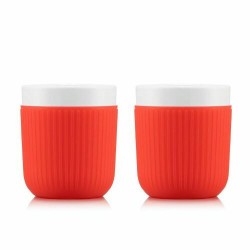 Mug Douro porcelaine avec manchon silicone rouge 0,3 l - set de 2