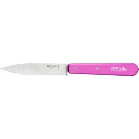 Couteau lame crantée Opinel n°113 fuchsia 10cm