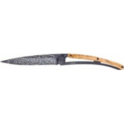 Couteau Deejo titane noir bois d'olivier Pacifique 37 g
