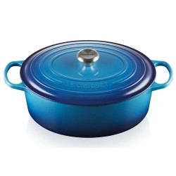 Cocotte fonte Signature ovale bleu azur 31 cm