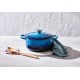 Cocotte fonte Signature ovale bleu azur 31 cm