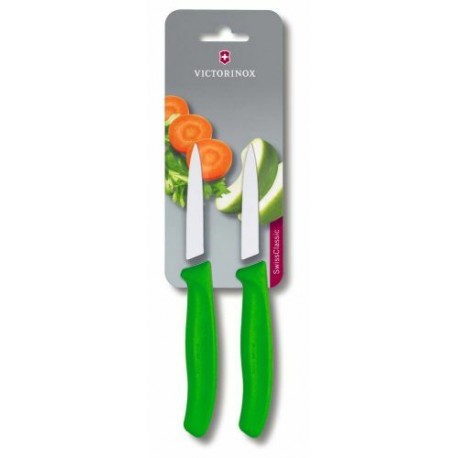 Couteau d'office SwissClassic vert 8 cm - set de 2