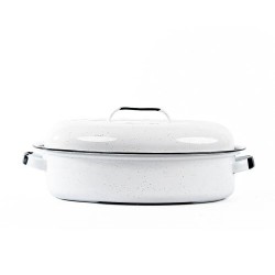 Cocotte Roaster acier émaillé blanc 38 cm