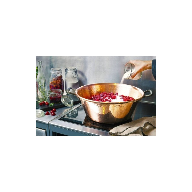 Bassine à confiture 40cm cuivre martelé pour induction Baumalu