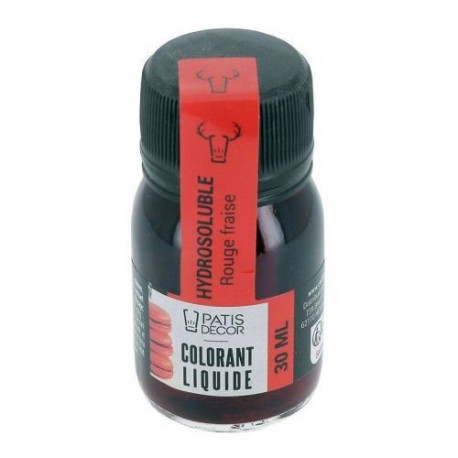 Colorant liquide hydrosoluble rouge fraise 30 ml