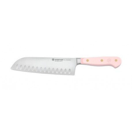 Couteau Santoku Classic color pink Himalayan salt 17 cm