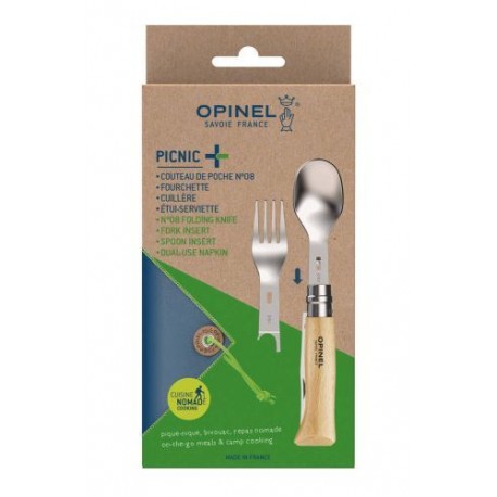 Kit pique-nique avec couteau Opinel n°8 hêtre