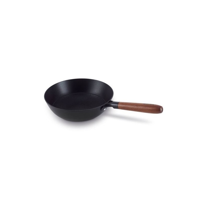 Wok En Fer De 32 Cm - Poêle Antiadhésive, Wok Antiadhésif Avec Panier  Vapeur