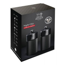 Moulin à sel et poivre duo Line noir 12 cm avec entonnoir inox