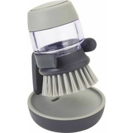 Brosse à vaisselle avec réservoir et porte brosse gris