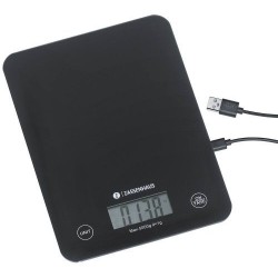 Balance de cuisine 5 kg/ 1 g rechargeable USB noire