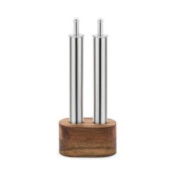 Huilier et vinaigrier inox Filare 6 cl avec base en bois