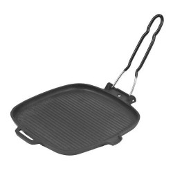 Poêle grill fonte poignée rabattable 25 x 25 cm