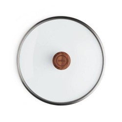 Couvercle en verre de sécurité bouton bois ø 28 cm