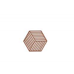 Dessous de plat Hexagone silicone ocre brun 16 x 14 cm
