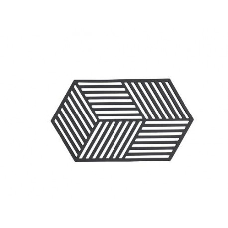 Dessous de plat double Hexagone silicone noir 24 x 14 cm