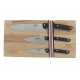 Coffret 3 couteaux tricolores manche noir 