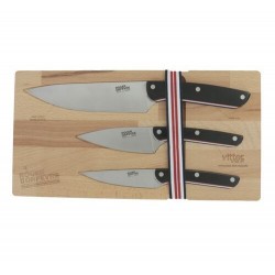 Coffret 3 couteaux tricolores manche noir 