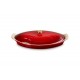 plat à poisson céramique avec couvercle ovale cerise 34 cm