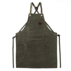 Tablier coton waxé N°515 vert olive