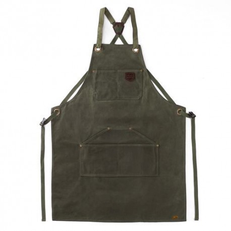 Tablier N°515 coton waxé vert olive