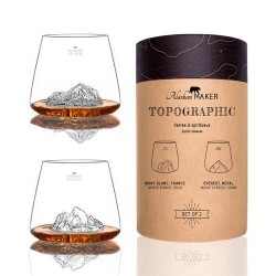 Set de 2 verres à whisky Mont Blanc et Everest Topographic 350 ml