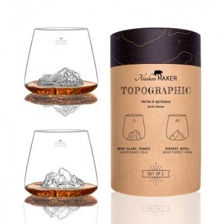 Set de 2 verres à whisky Mont Blanc et Everest Topographic 350 ml