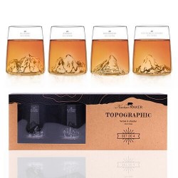 Coffret 4 verres à shooters Topographic 6,5 cl
