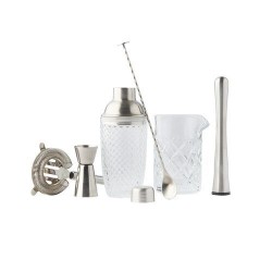 Set cocktail en verre et inox 6 pièces