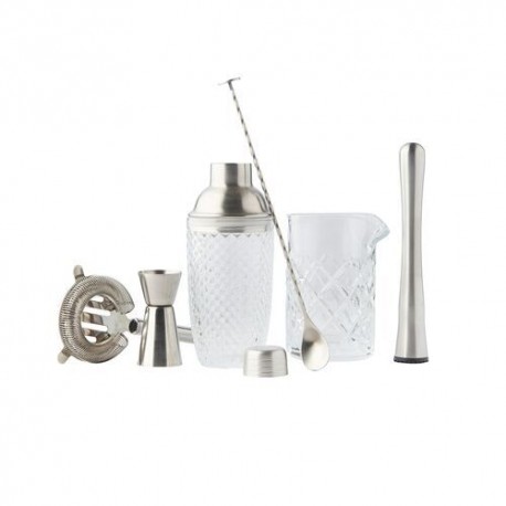Set cocktail en verre et inox 6 pièces
