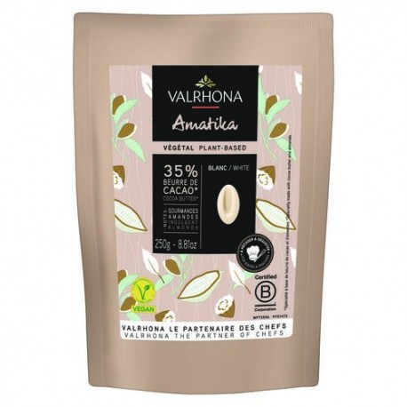 Fèves chocolat blanc végétal Amatika 35 % - 250g